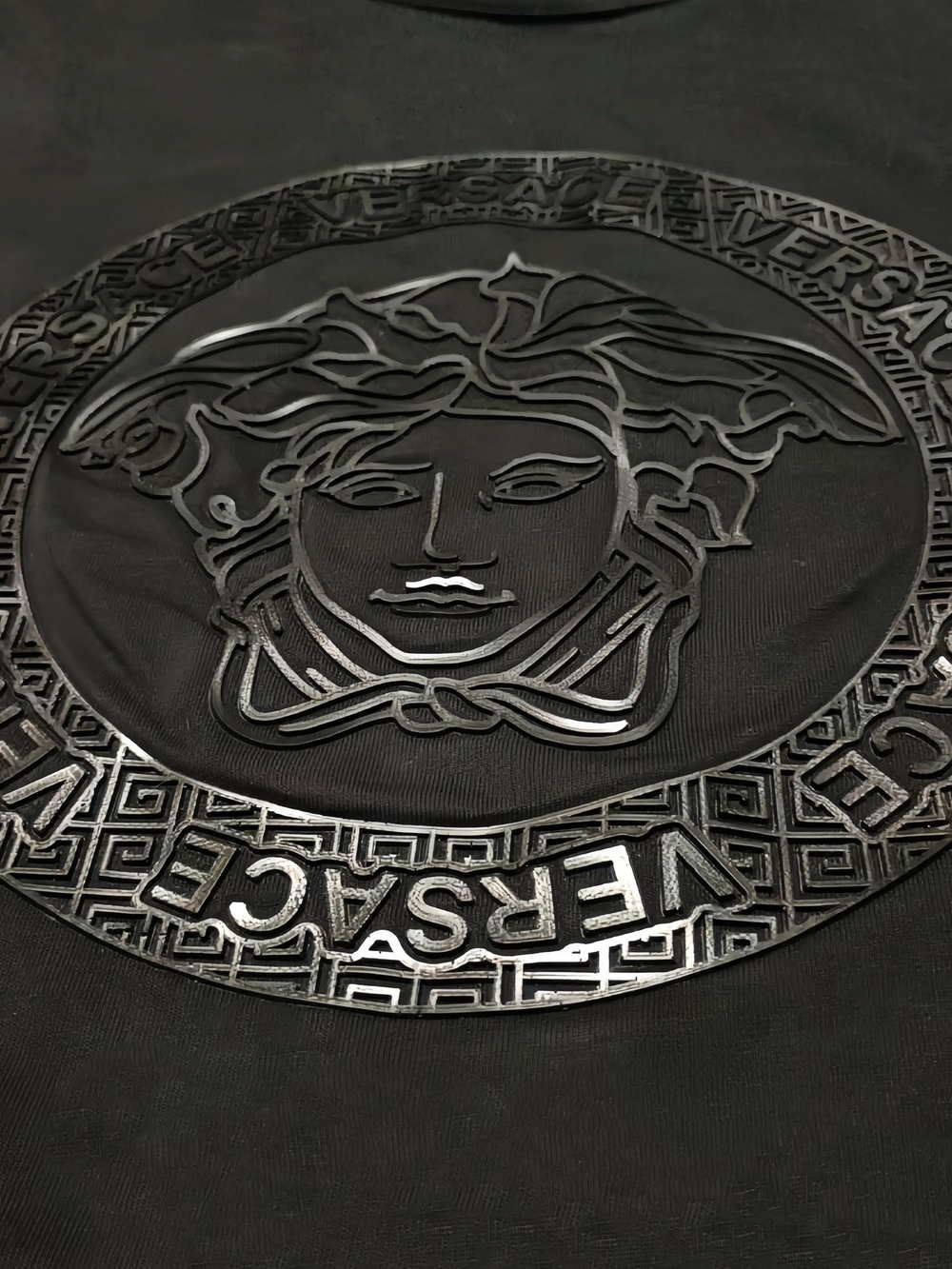 Versace Black Raised Medusa Emblem Short Sleeve Tee